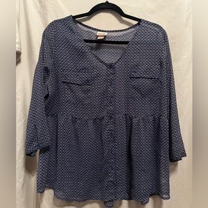 Mossimo Supply Co. Sheer Floral Print Blouse